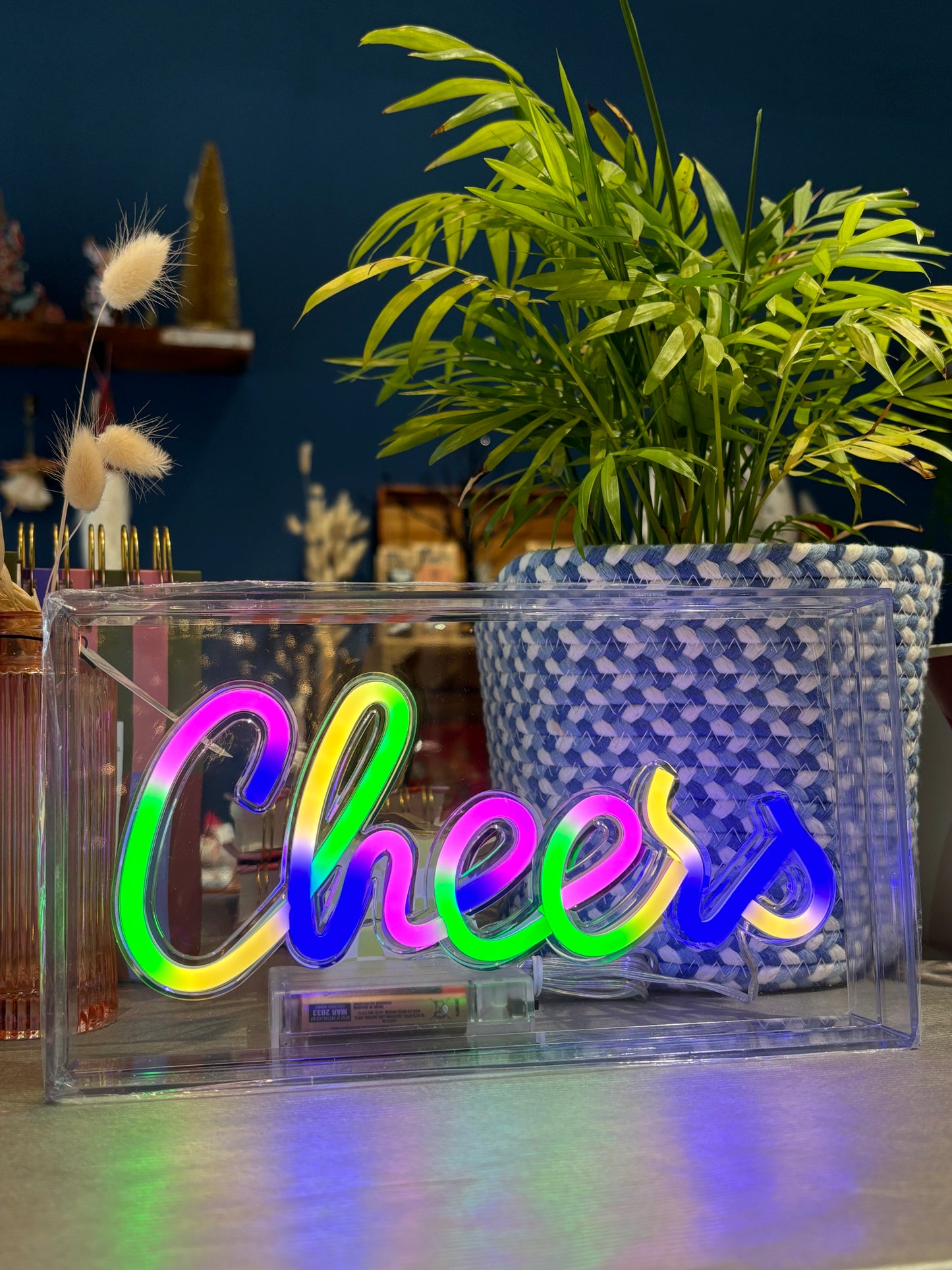 Acrylic Raiinbow Bright 'Cheers' LED Sign