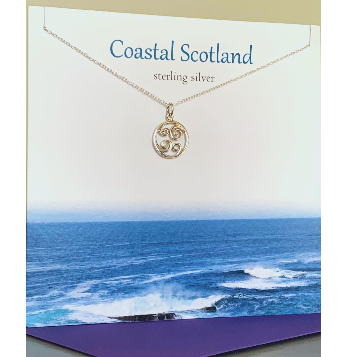 Coastal Scotland Pendant | Scottish Silver Necklace with Greeting Card