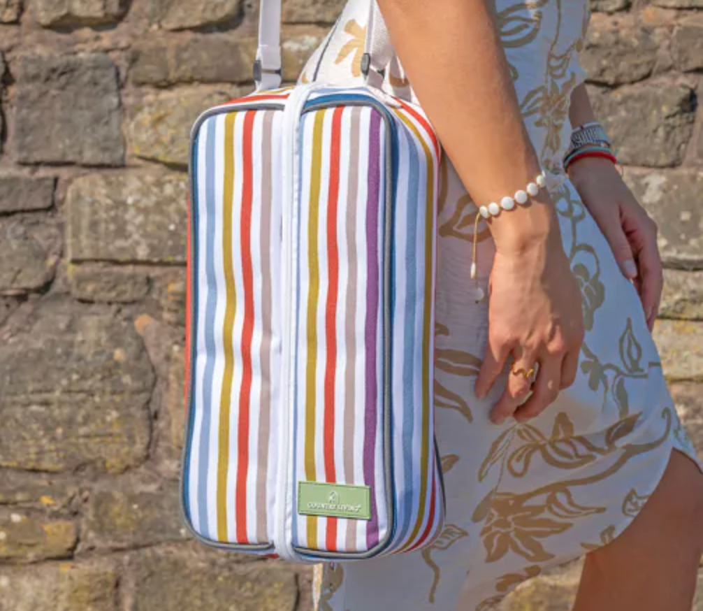 Country Living 2-Person Wine Bag – Striped Picnic Carrier Set
