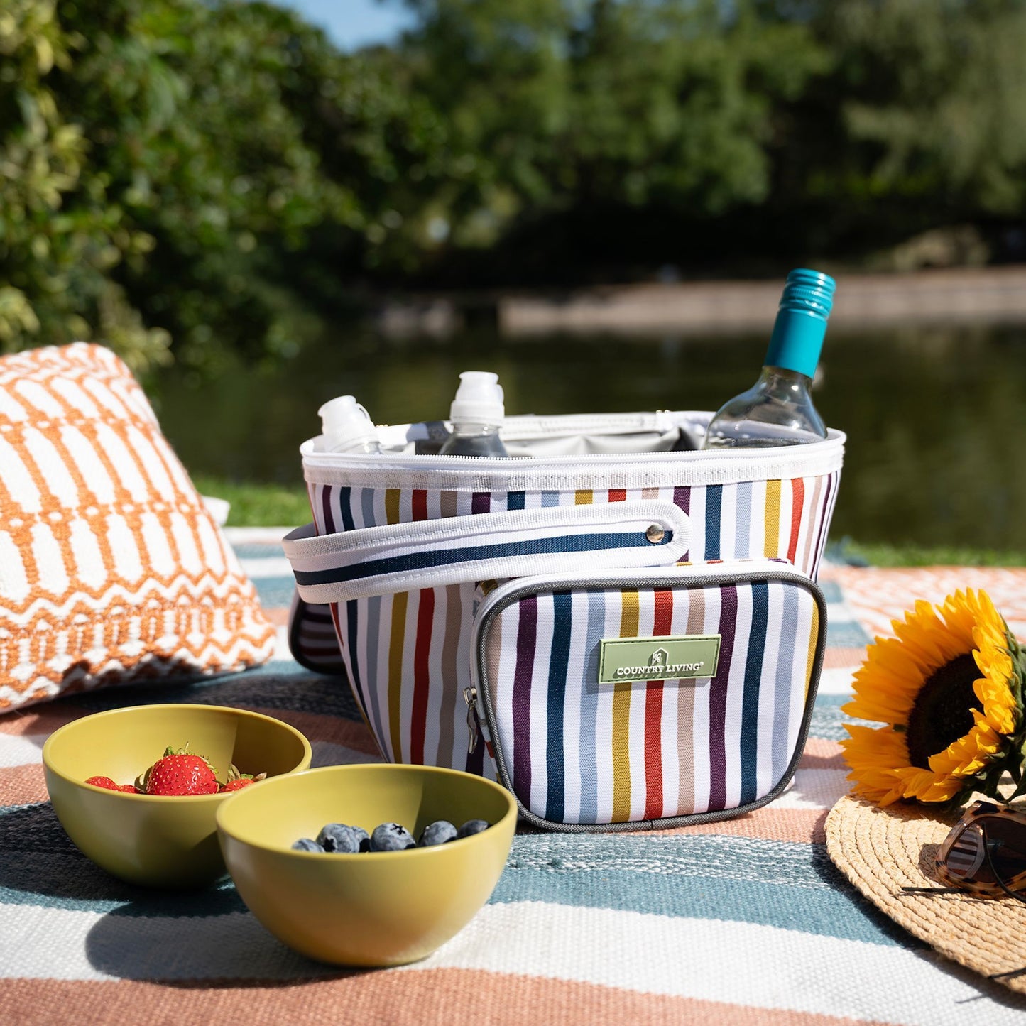 Country Living Insulated Lunch Bag | Striped Carry Tote