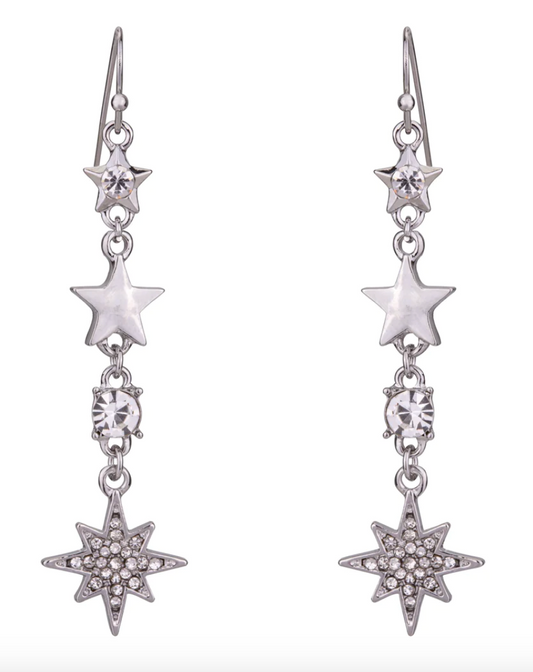 Triple Star Crystal Dangle Earrings