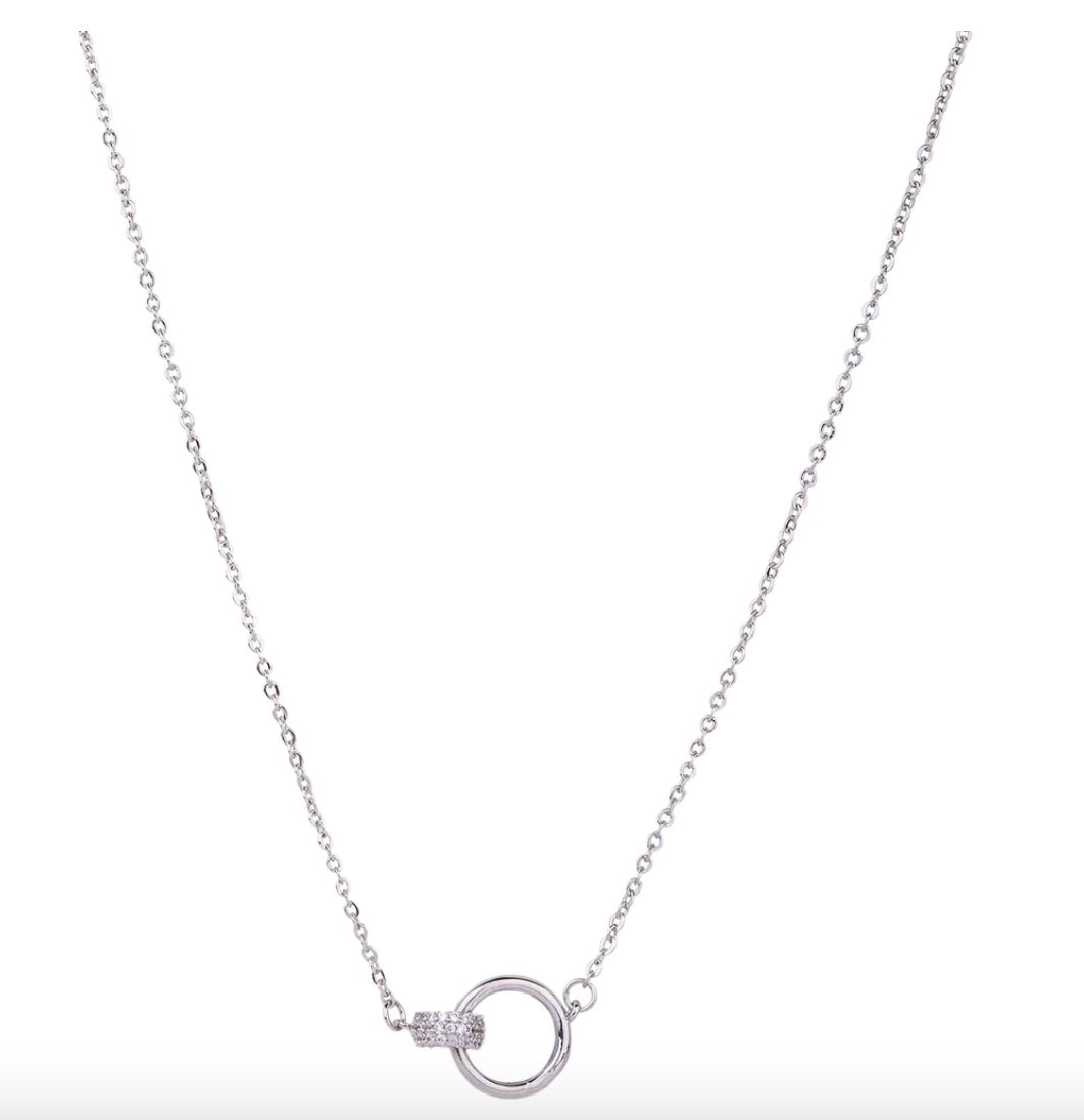 Ring Link Silver Tone Necklace