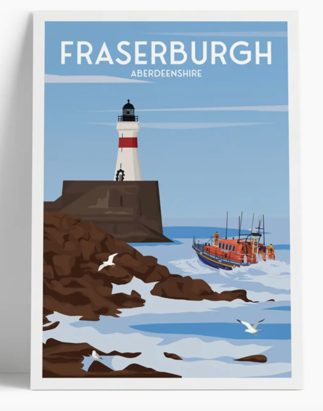 Fraserburgh A4 Print |  Aberdeenshire | Vintage Style Travel Print