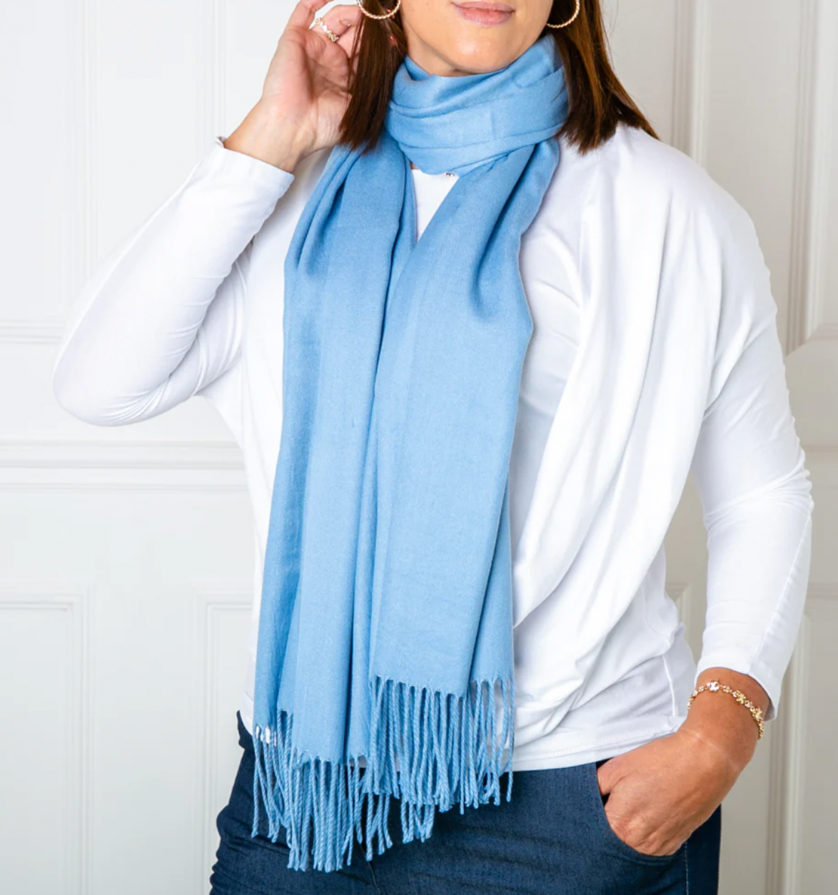 Cashmere Mix Pashmina | French Blue