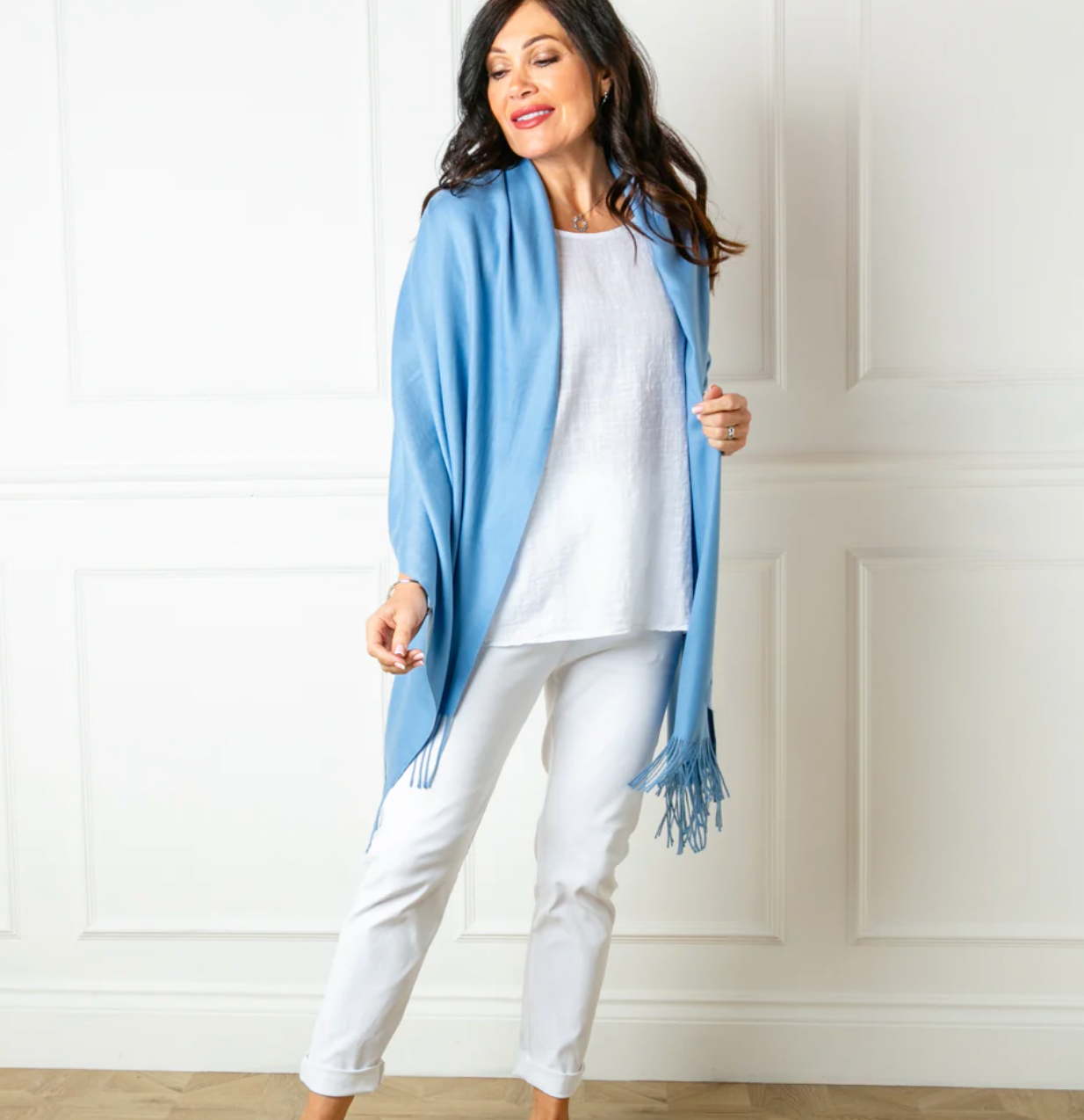 Cashmere Mix Pashmina | French Blue