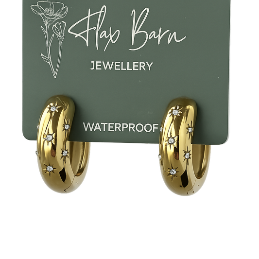 Glimmer Huggie Earrings | Waterproof Gold Stainless Steel Jewellery