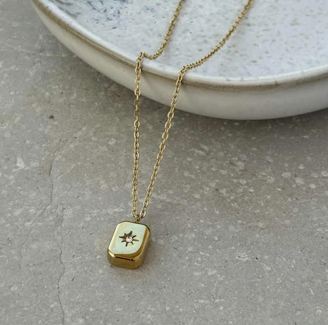 Gold Tone Starburst Necklace | Waterproof Stainless Steel Jewellery
