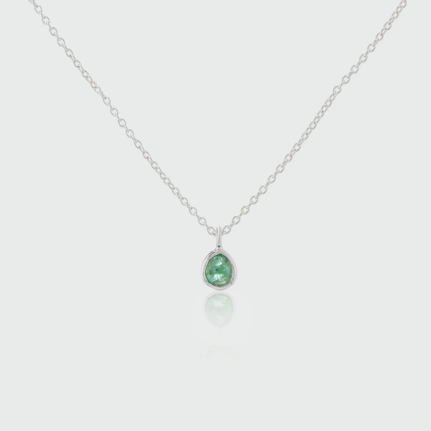 Delicate Emerald Pendant on Sterling Silver Chain