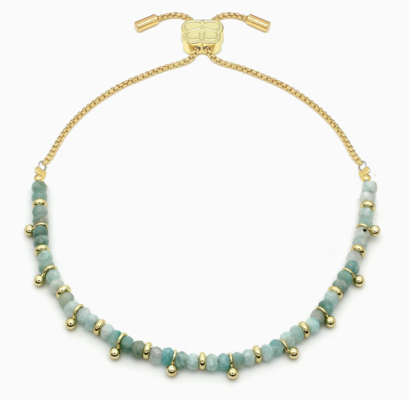 Harmony Amazonite Gold Beaded Slider Bracelet | Boho Betty