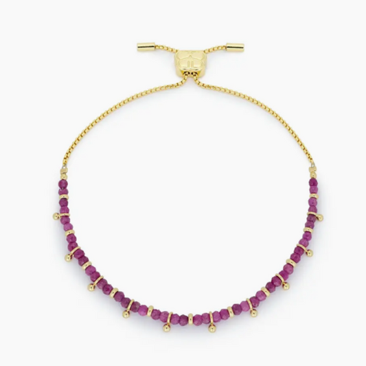 Harmony Gold Ruby Beaded Slider Bracelet