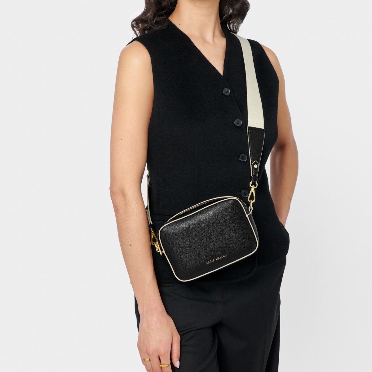 Katie Loxton | Marni Small Crossbody Bag | Black with Contrast Trim