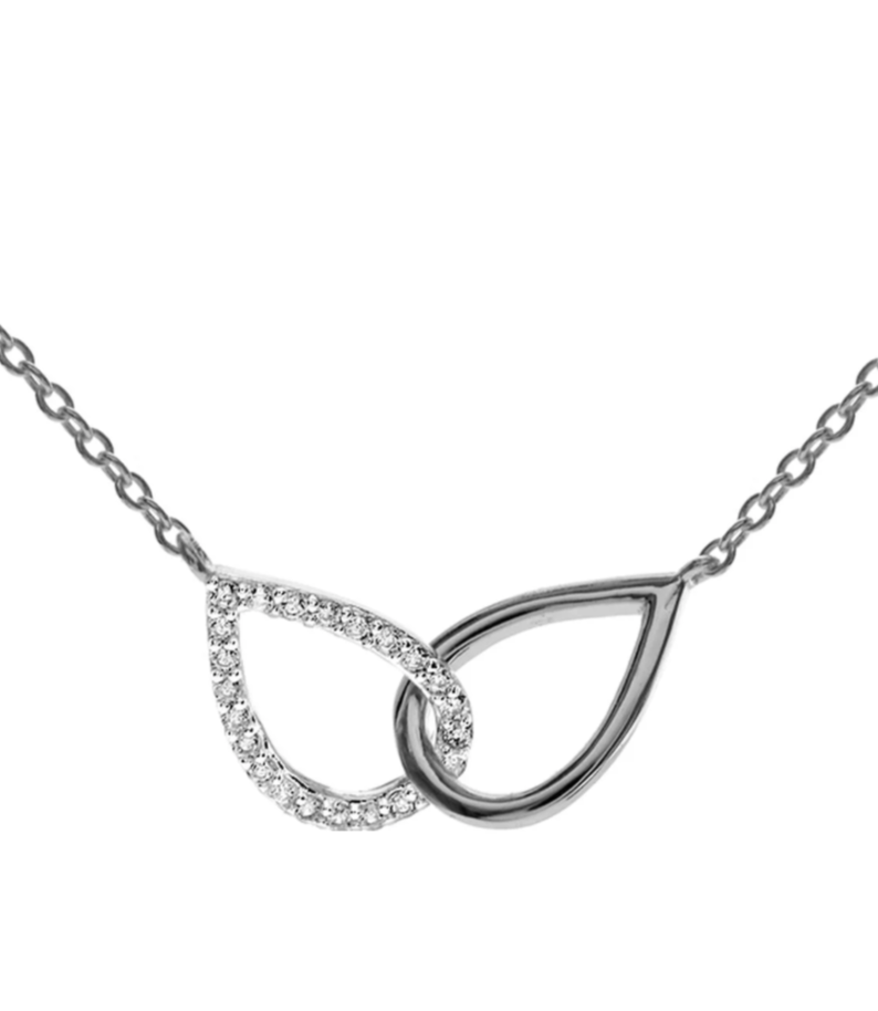 Linked Teardrops Sterling Silver Necklace with Cubic Zirconia