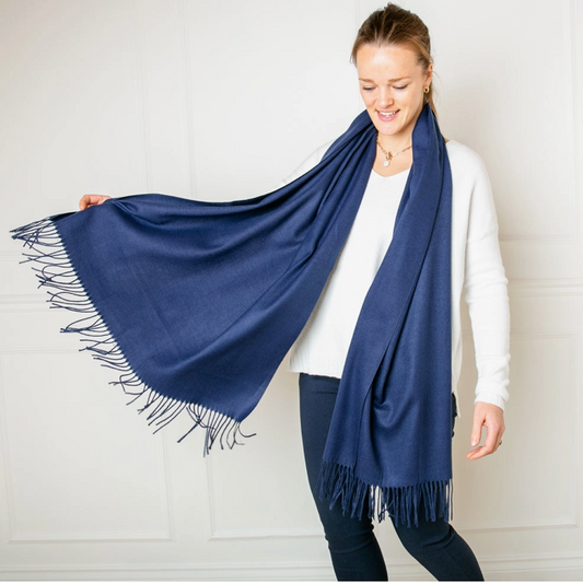 Cashmere Mix Pashmina | Navy Blue