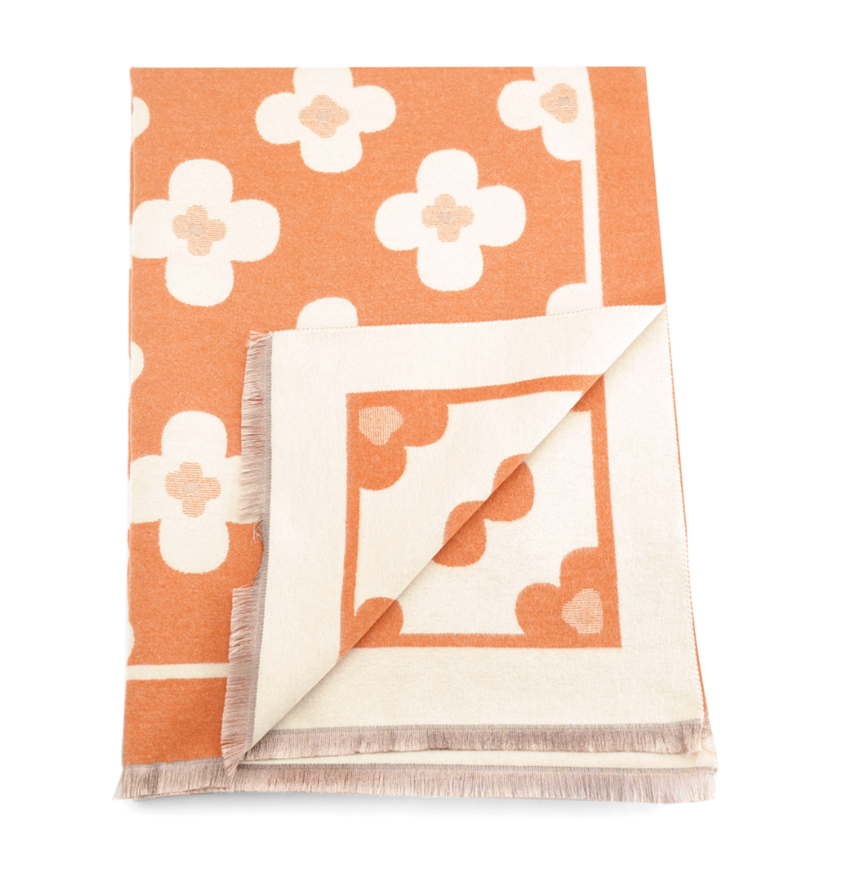 Retro Flower Blanket Scarf | Orange