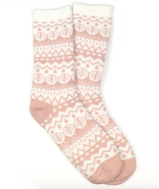 Pink Cosy Fair Isle Slipper Socks