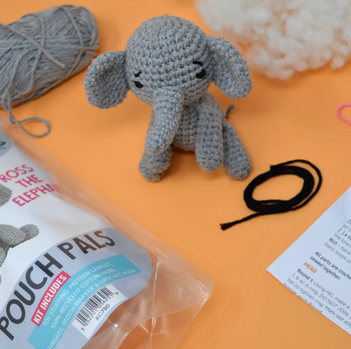 Amigurumi Crochet Kit | Ross The Elephant | Pouch Pals