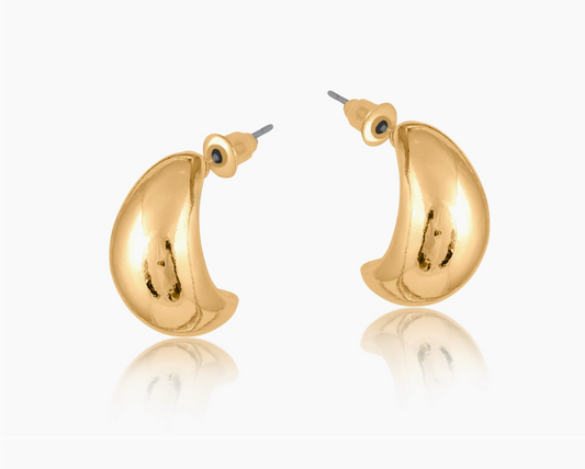 Rose Organic Shape Petal Earrings | Gold Tone