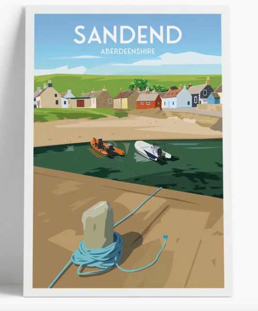 Sandend Beach | Aberdeenshire | A4 Vintage Travel Print