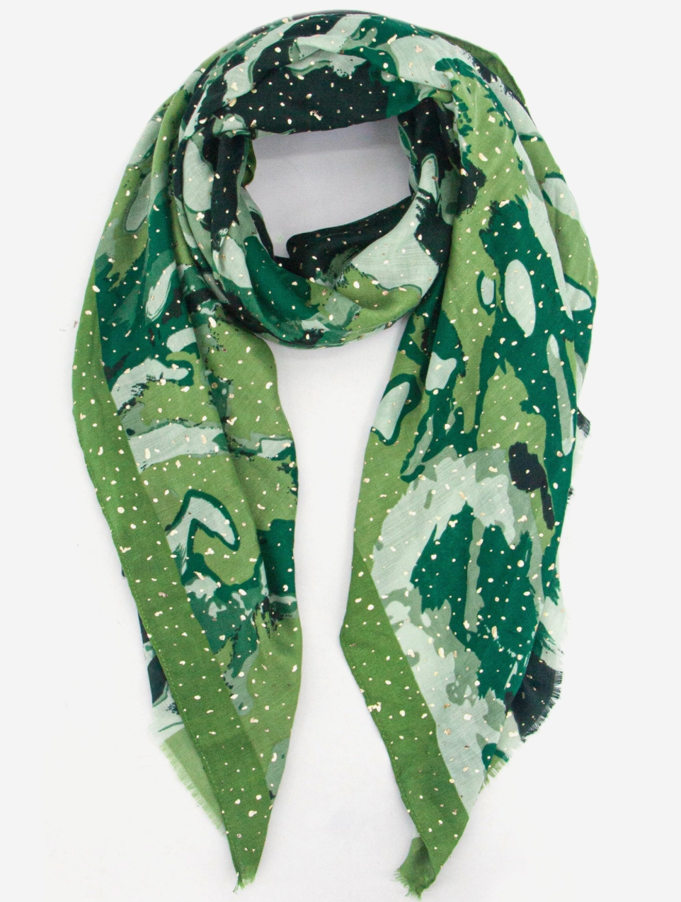 Leah Lightweight Scarf | Green | Foil Print