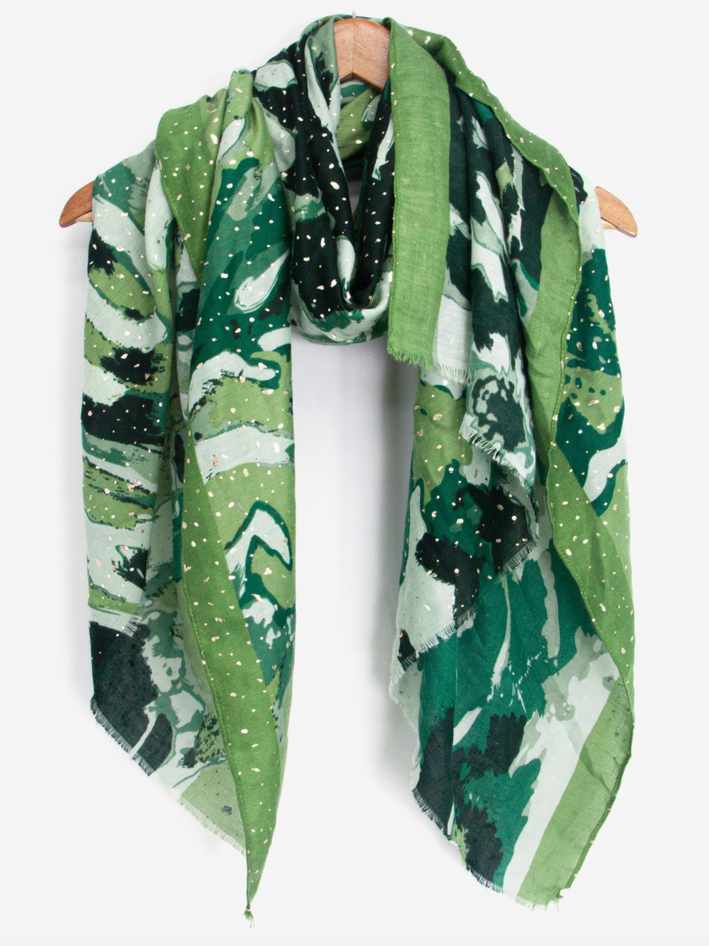 Leah Lightweight Scarf | Green | Foil Print