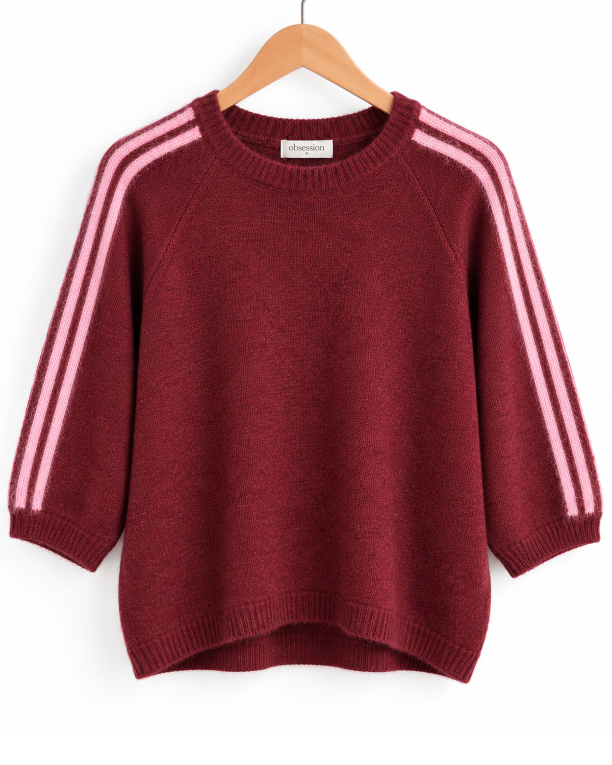 Soft Stripe Sleeve Knit – Berry & Pink