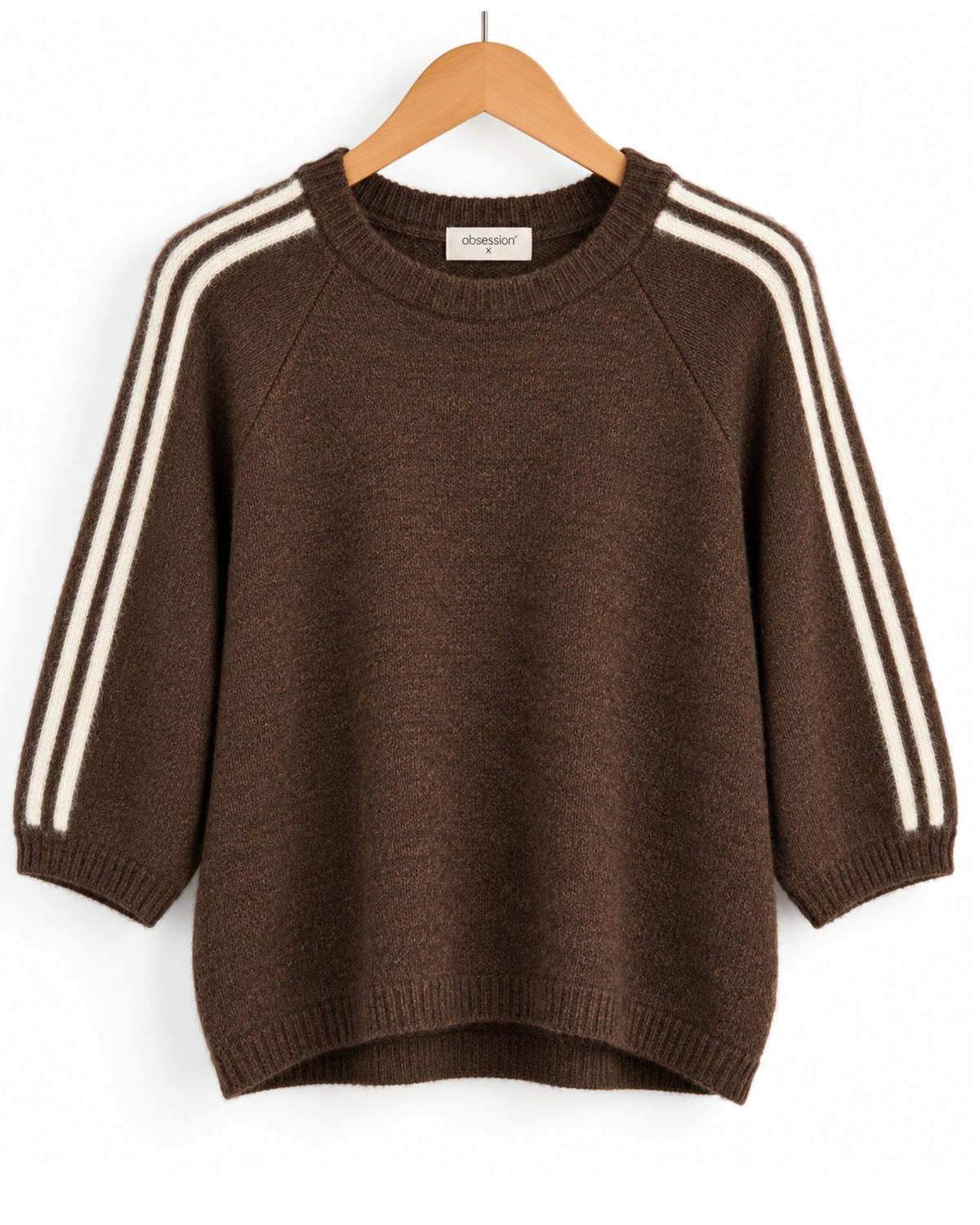 Soft Stripe Sleeve Knit – Chocolate