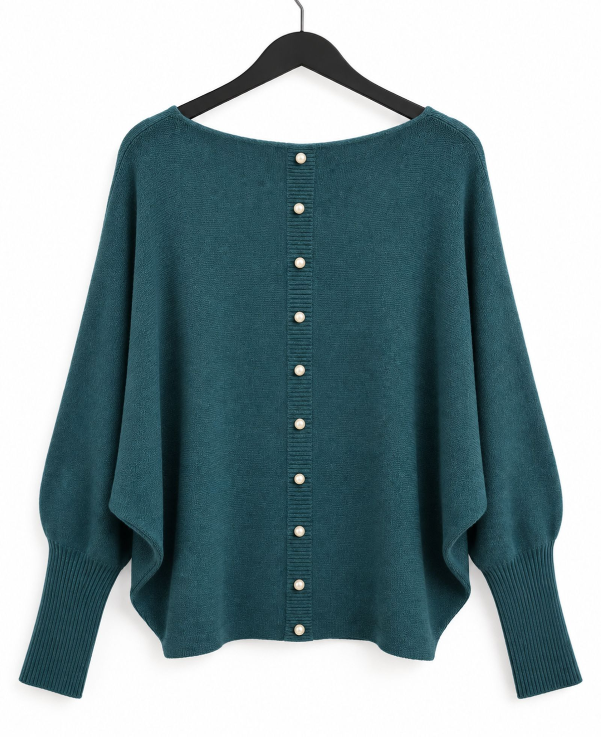 Pearl Back Batwing Knit – Teal