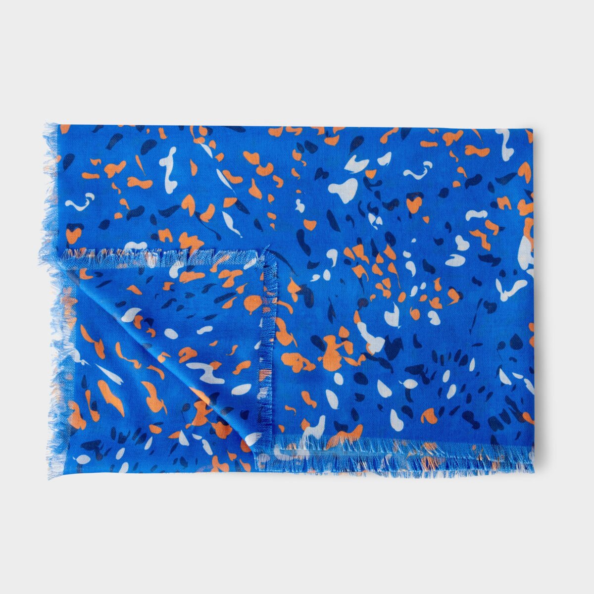 Katie Loxton Scarf |  Terrazzo Printed Scarf | Cobalt Blue & Orange