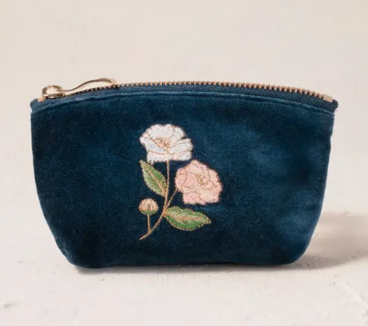 Elizabeth Scarlett Wild Rose Coin Purse | Velvet Zip Pouch