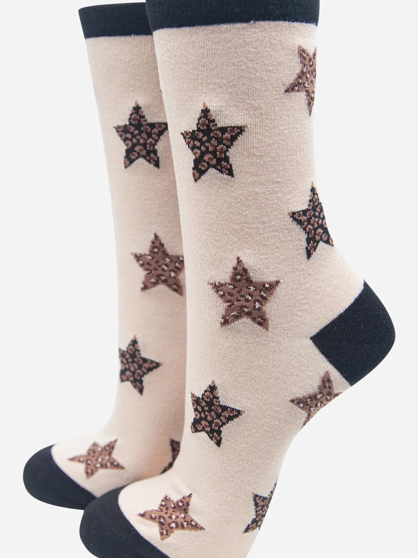 Animal Print Star Ladies Bamboo Socks