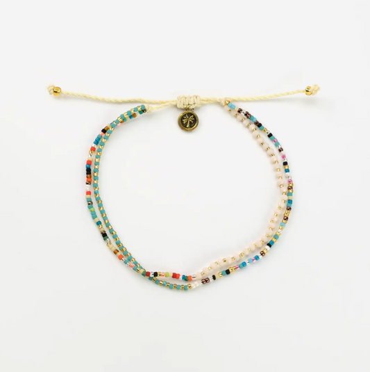 Beaded Double Strand Anklet | Multi-Coloured