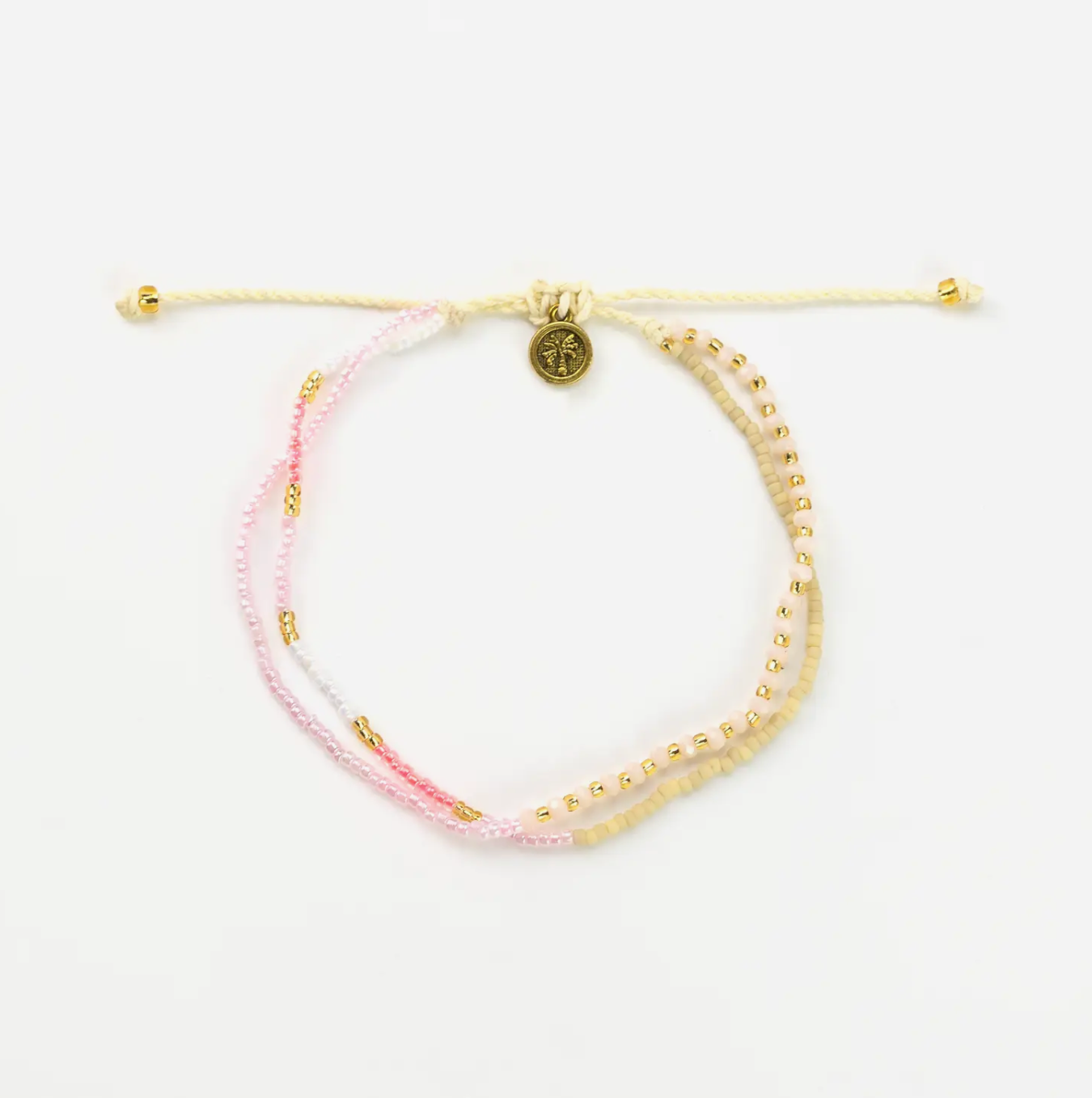 Beaded Double Strand Anklet | Pink