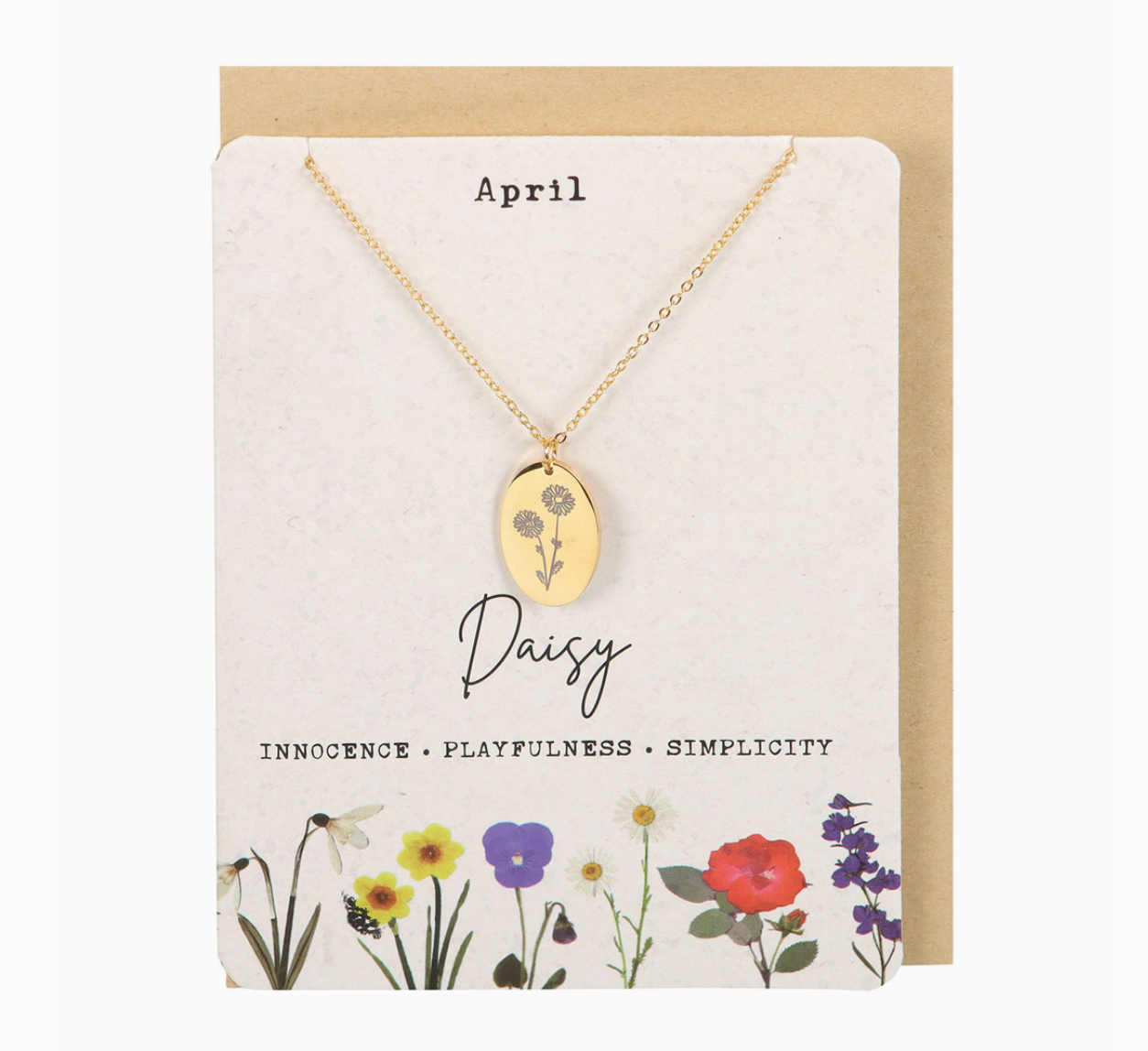 April Daisy Birth Flower Necklace On Greeting Card