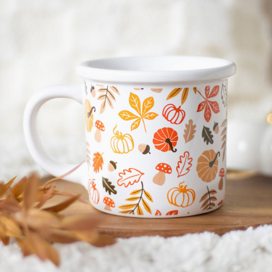 Autumn Leaves & Pumpkin Print Mug