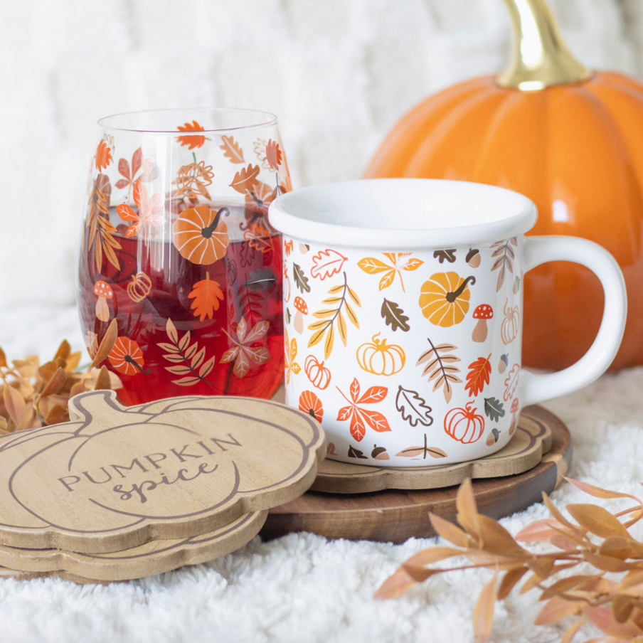 Autumn Leaves & Pumpkin Print Mug