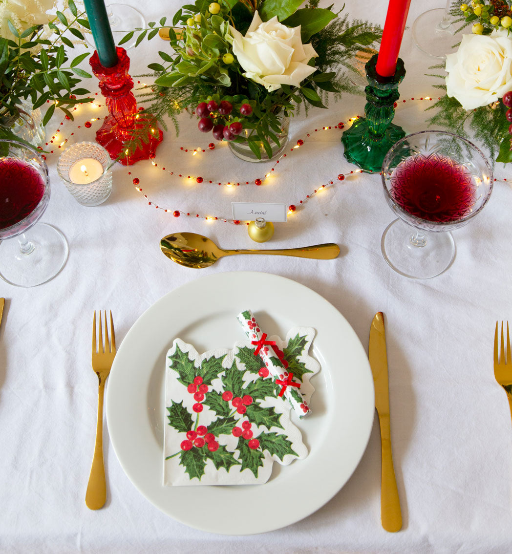 Botanical Holly Christmas Saucer Crackers