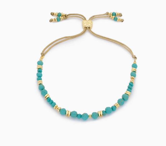 Bliss Turquoise Gold Beaded Slider Bracelet | Boho Betty