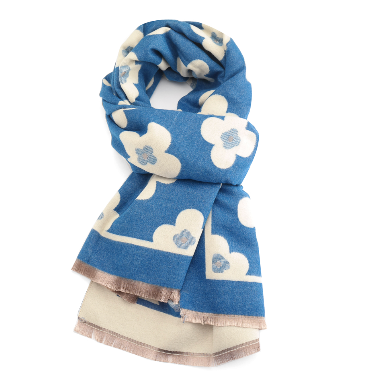 Retro Flower Blanket Scarf | Blue