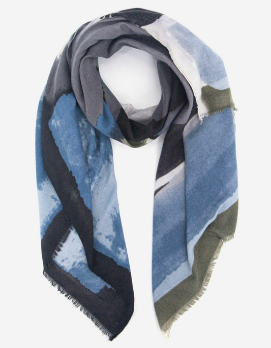 Penelope Lightweight Scarf |  Blue | Watercolour Print