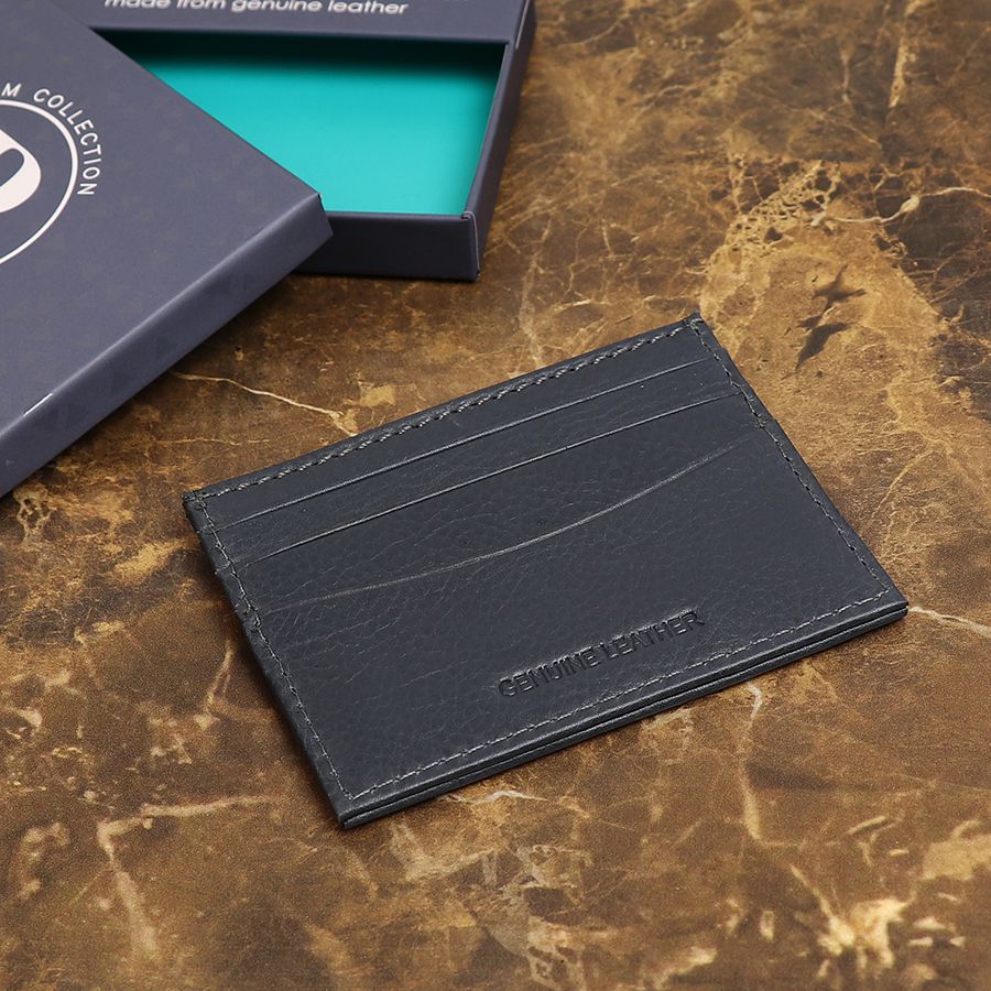 Men's Leather Card Wallet | Slate Blue