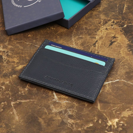 Men's Leather Card Wallet | Slate Blue
