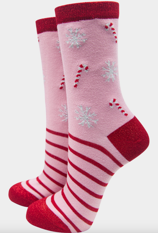 Christmas Socks | Candy Cane & Snowflakes