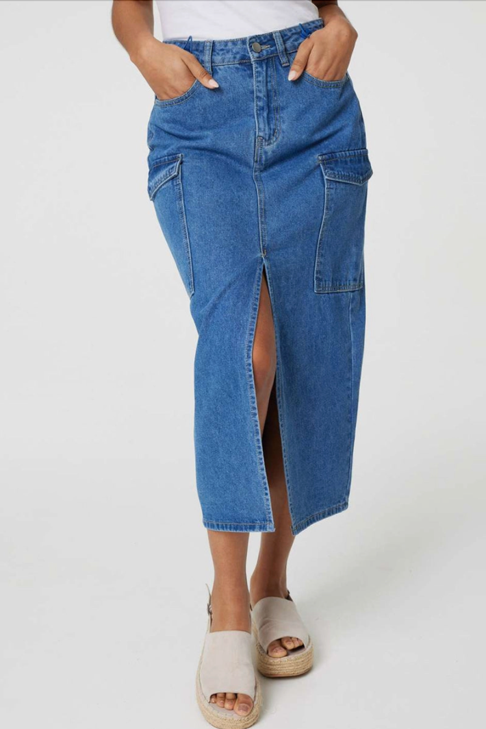 Cargo Denim Skirt