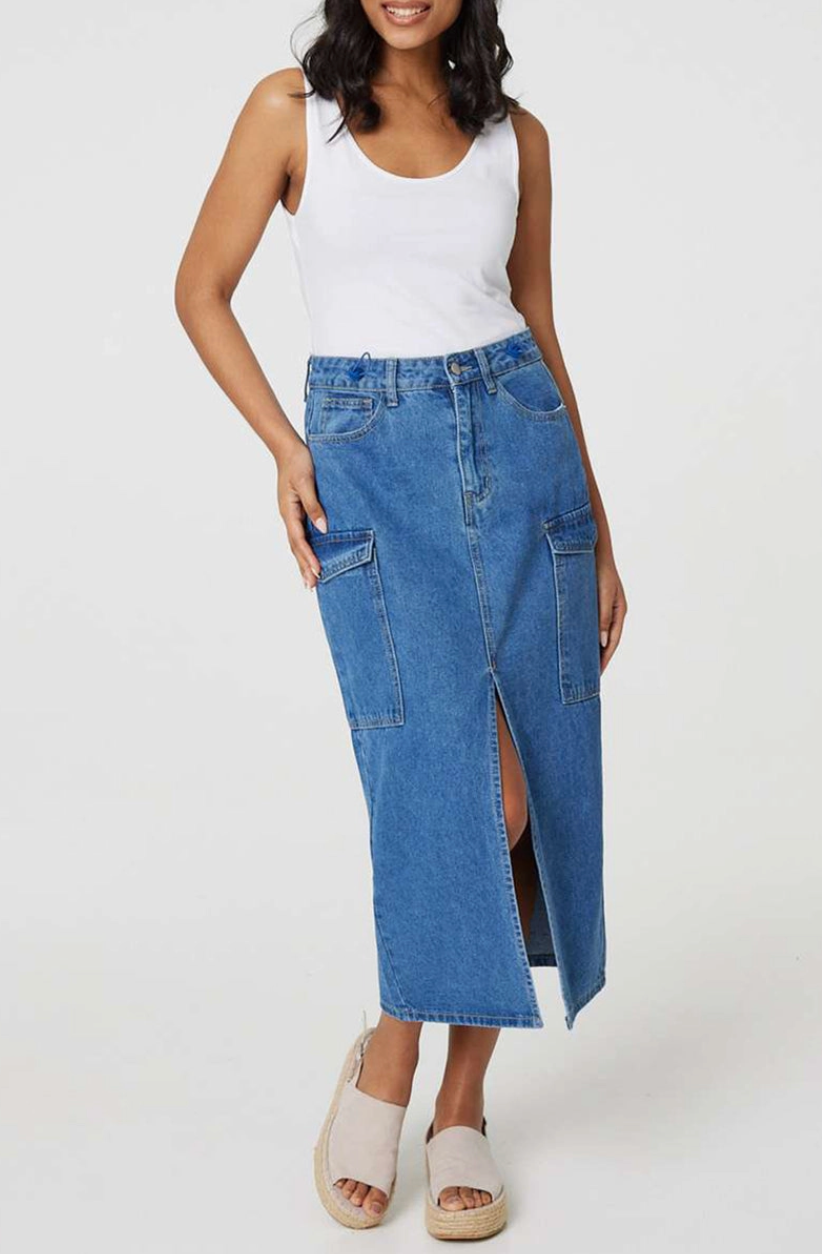 Cargo Denim Skirt