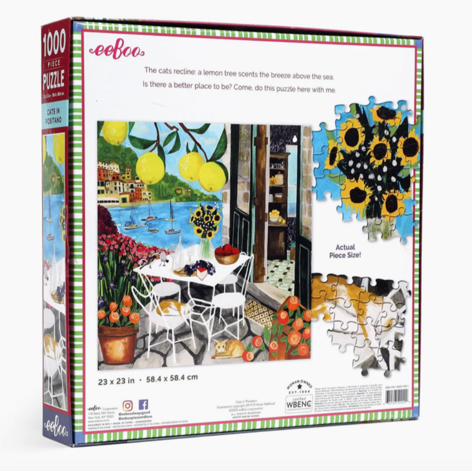 Eeboo 1000 Piece Jigsaw Puzzle | Cats In Positano