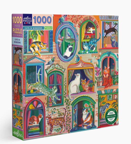 Eeboo 1000 Piece Jigsaw Puzzle | Cats In Windows