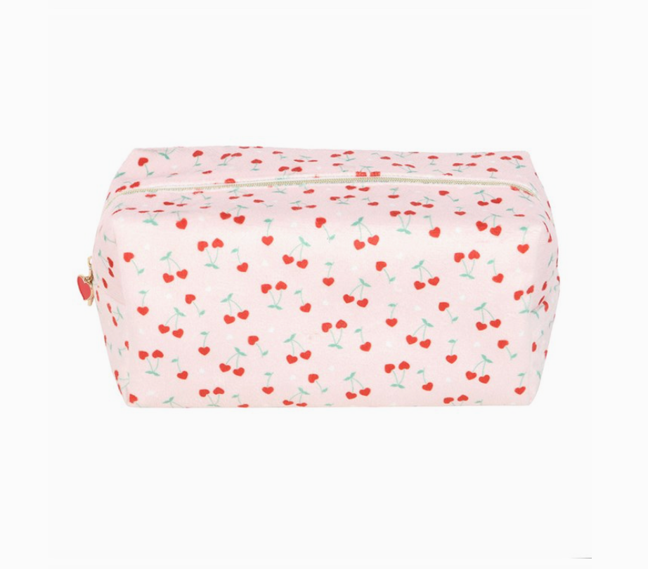 Heart Cherry Print Makeup Bag