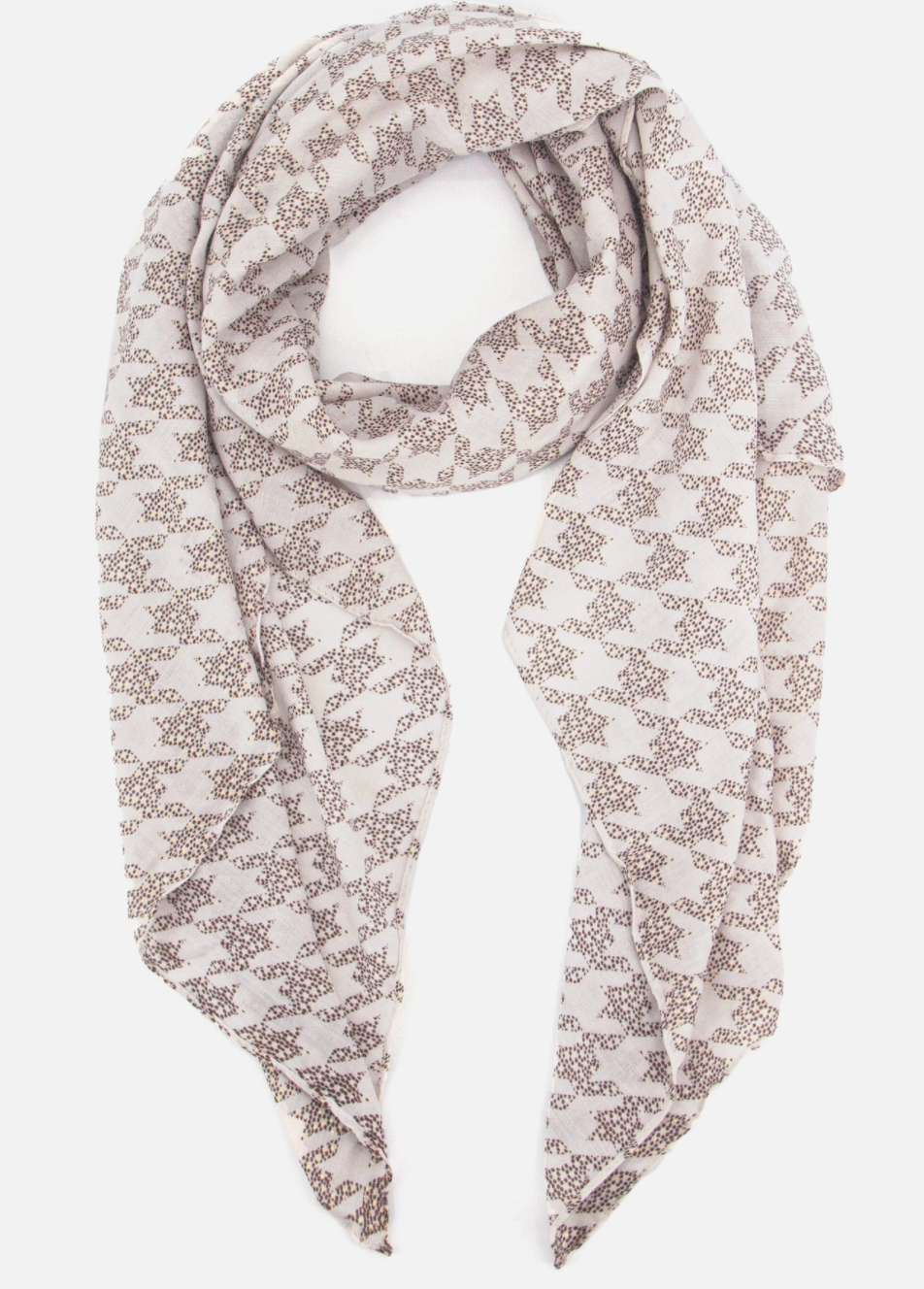 Melody Lightweight Scarf | Cream & Neutral | Houndstooth Pattern