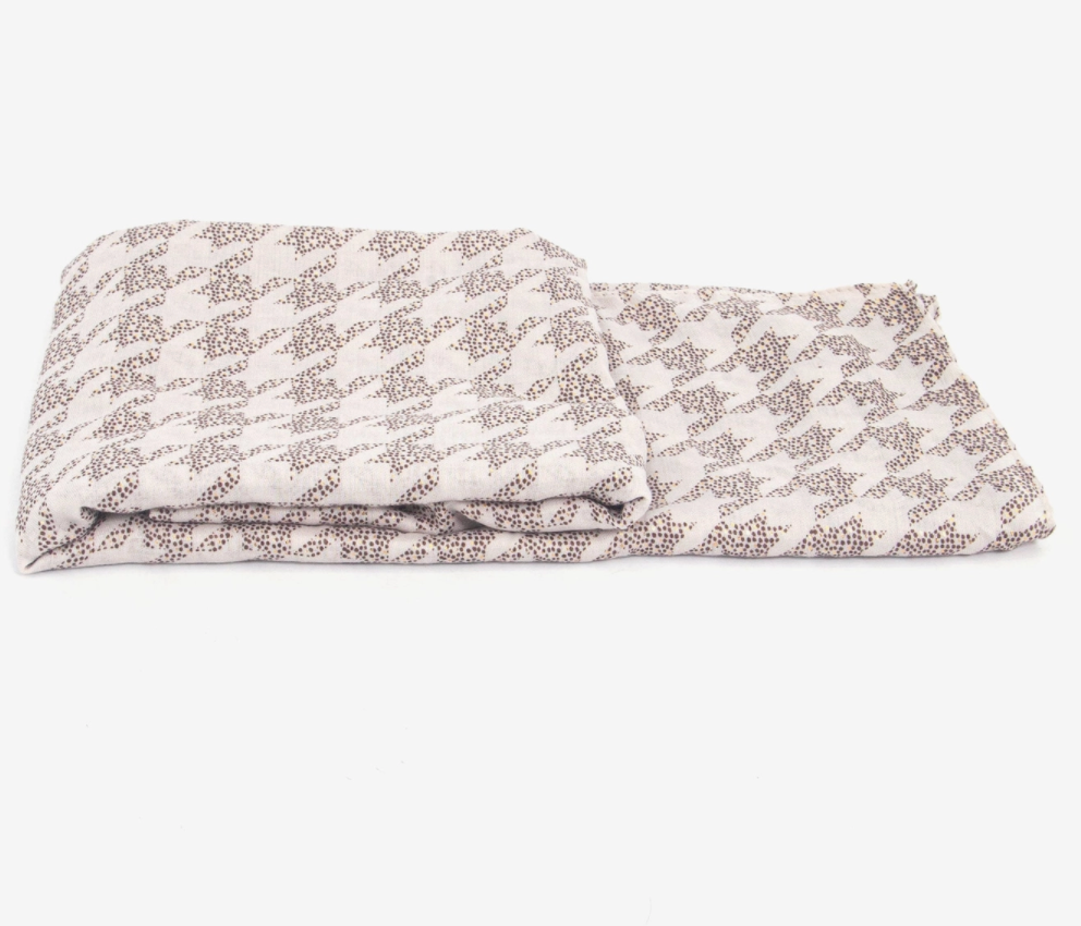 Melody Lightweight Scarf | Cream & Neutral | Houndstooth Pattern