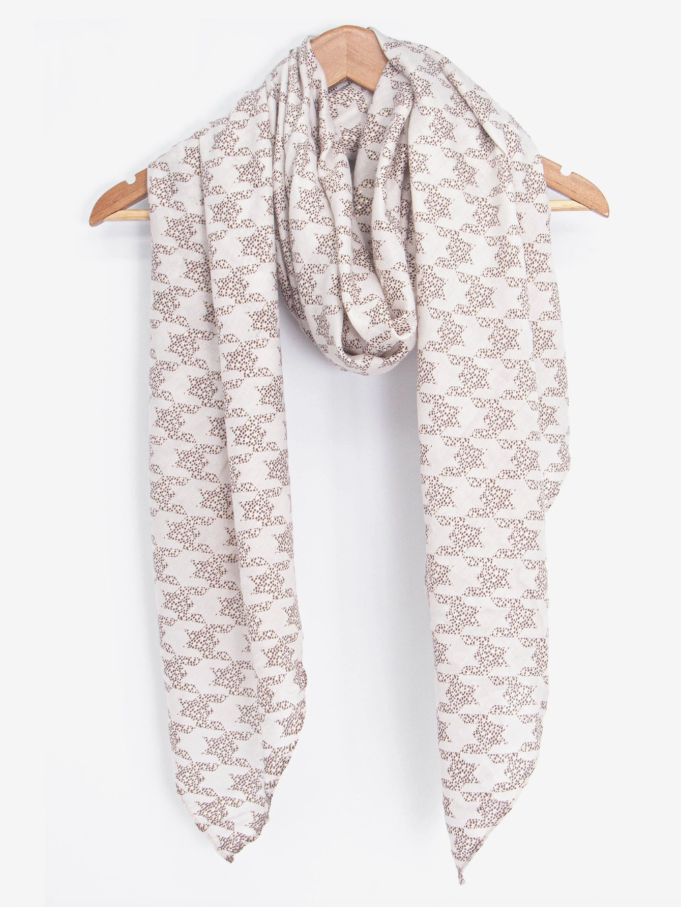 Melody Lightweight Scarf | Cream & Neutral | Houndstooth Pattern